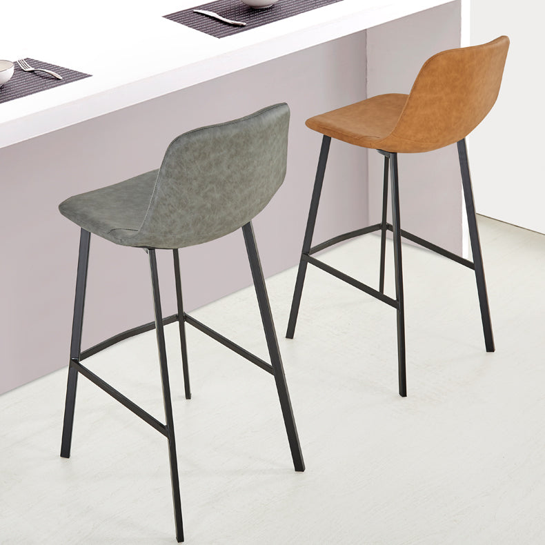 Modern Backrest Armless Counter Stool Iron Milk Tea Shop Bar Stool with Leather Cushion