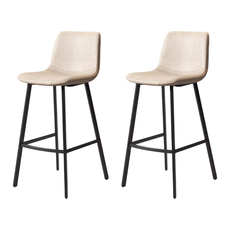 Modern Backrest Armless Counter Stool Iron Milk Tea Shop Bar Stool with Leather Cushion