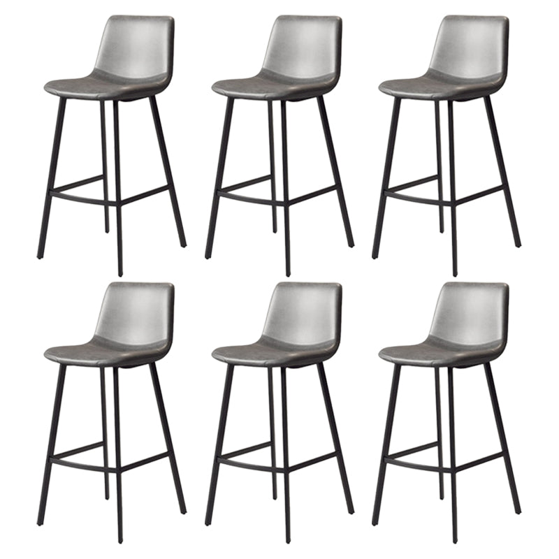 Modern Backrest Armless Counter Stool Iron Milk Tea Shop Bar Stool with Leather Cushion