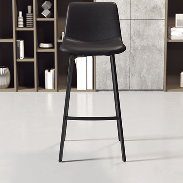 Modern Backrest Armless Counter Stool Iron Milk Tea Shop Bar Stool with Leather Cushion