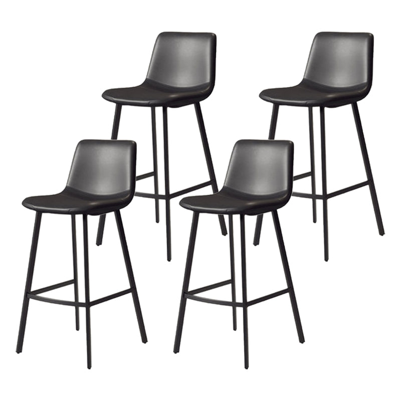 Modern Backrest Armless Counter Stool Iron Milk Tea Shop Bar Stool with Leather Cushion
