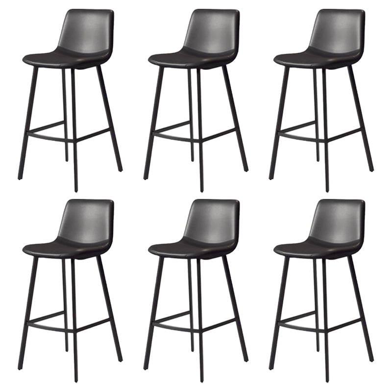 Modern Backrest Armless Counter Stool Iron Milk Tea Shop Bar Stool with Leather Cushion