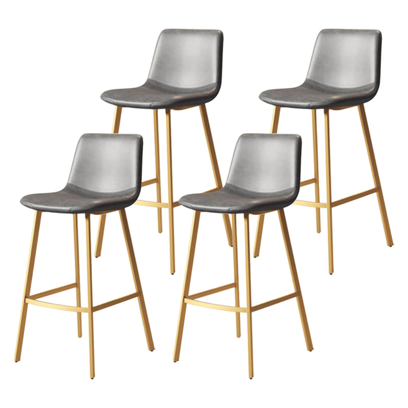 Modern Backrest Armless Counter Stool Iron Milk Tea Shop Bar Stool with Leather Cushion