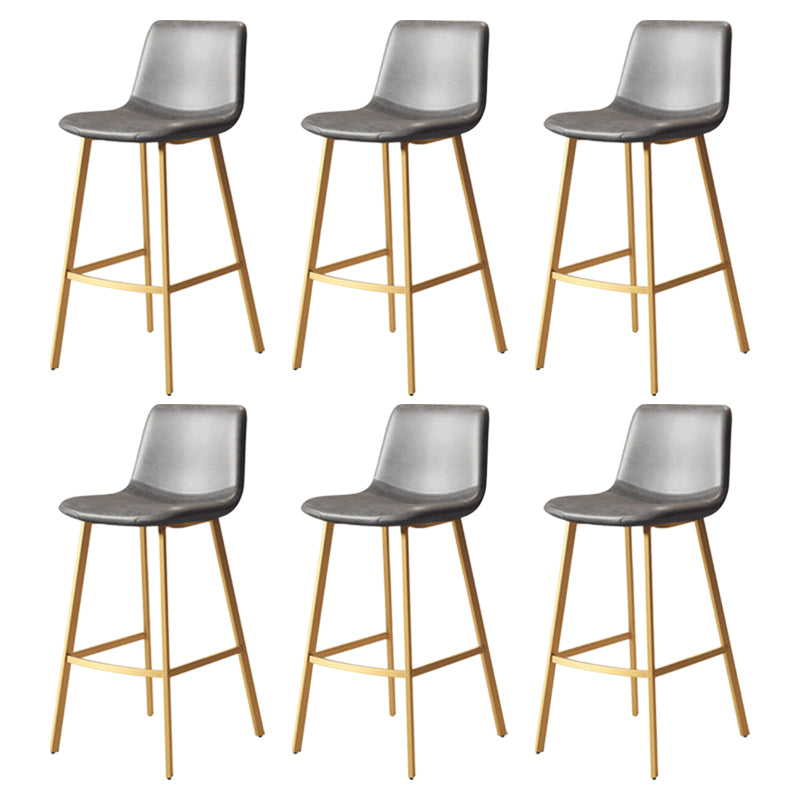Modern Backrest Armless Counter Stool Iron Milk Tea Shop Bar Stool with Leather Cushion