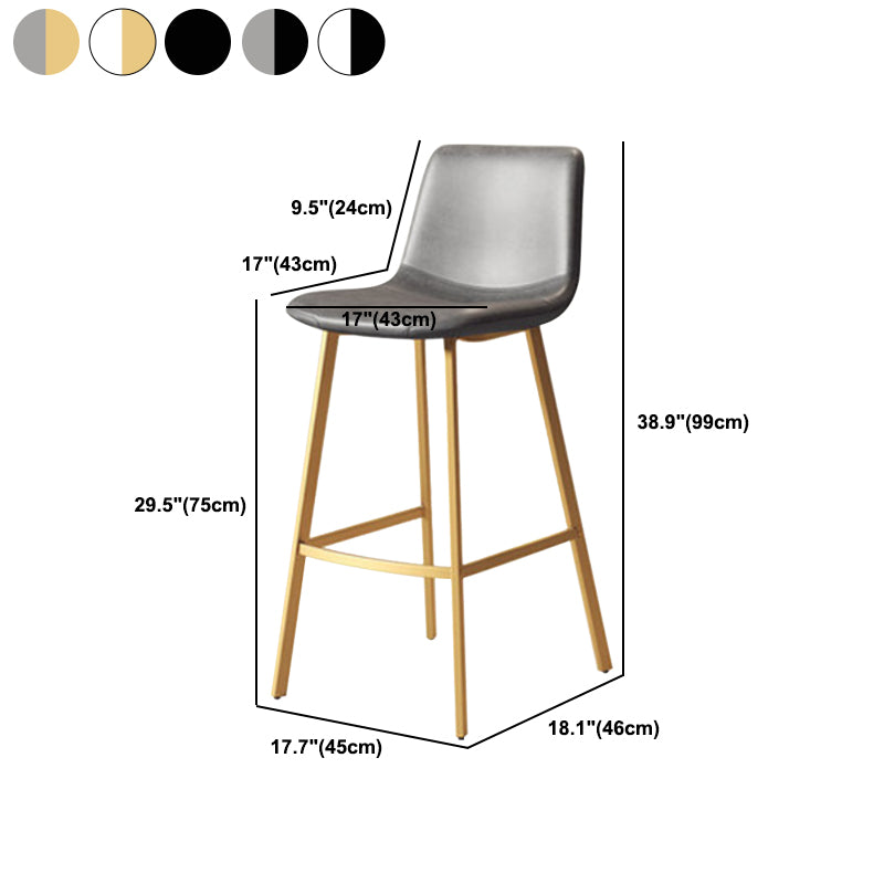 Modern Backrest Armless Counter Stool Iron Milk Tea Shop Bar Stool with Leather Cushion