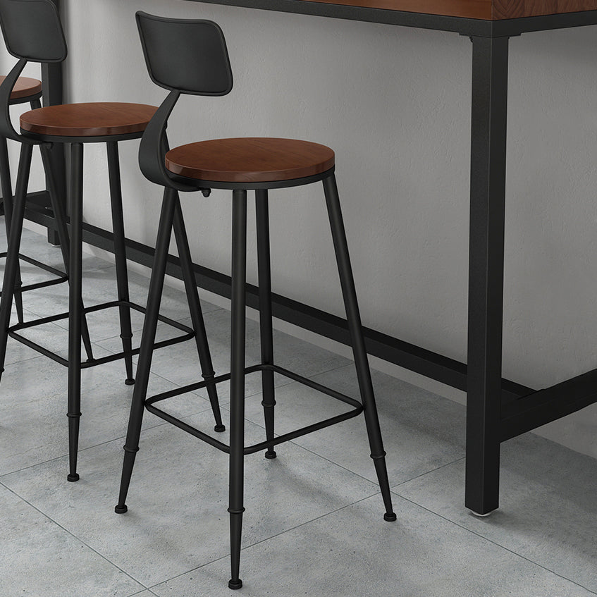 Industrial Style Bar Stool Wooden Counter Bar Stool with Metal Legs for Home