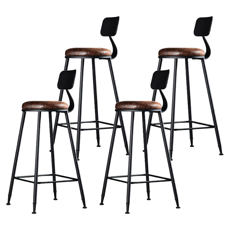 Industrial Style Bar Stool Wooden Counter Bar Stool with Metal Legs for Home