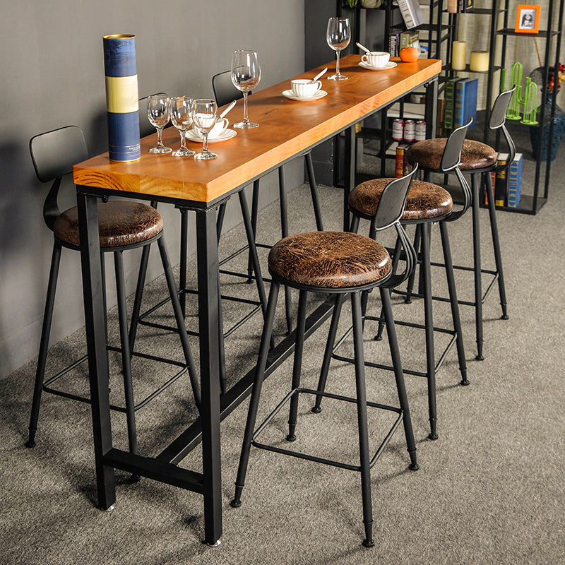 Industrial Style Bar Stool Wooden Counter Bar Stool with Metal Legs for Home