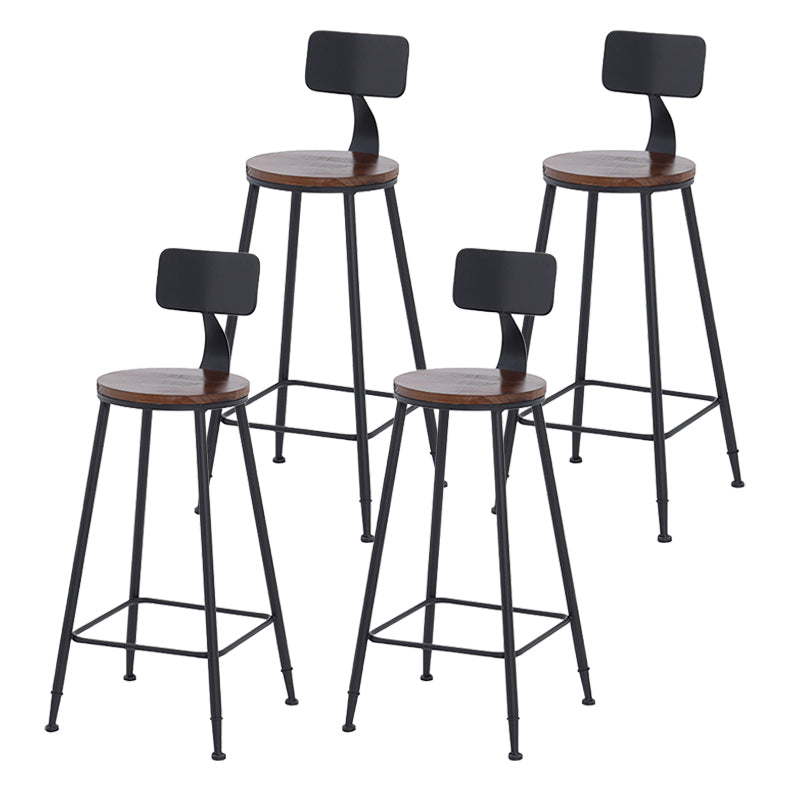 Industrial Style Bar Stool Wooden Counter Bar Stool with Metal Legs for Home