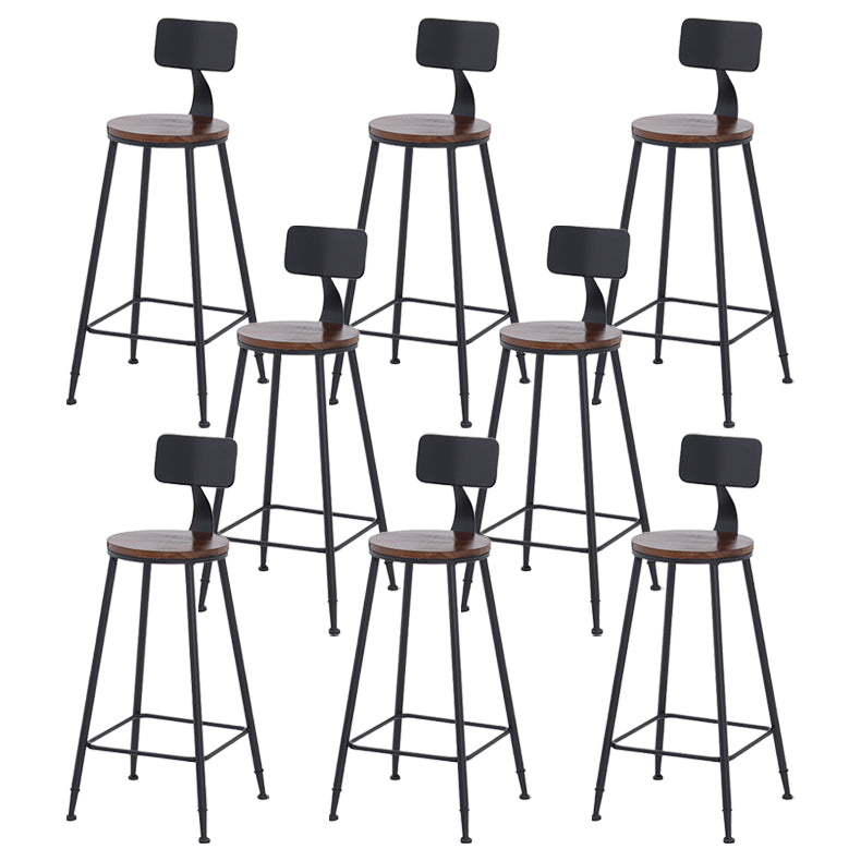Industrial Style Bar Stool Wooden Counter Bar Stool with Metal Legs for Home