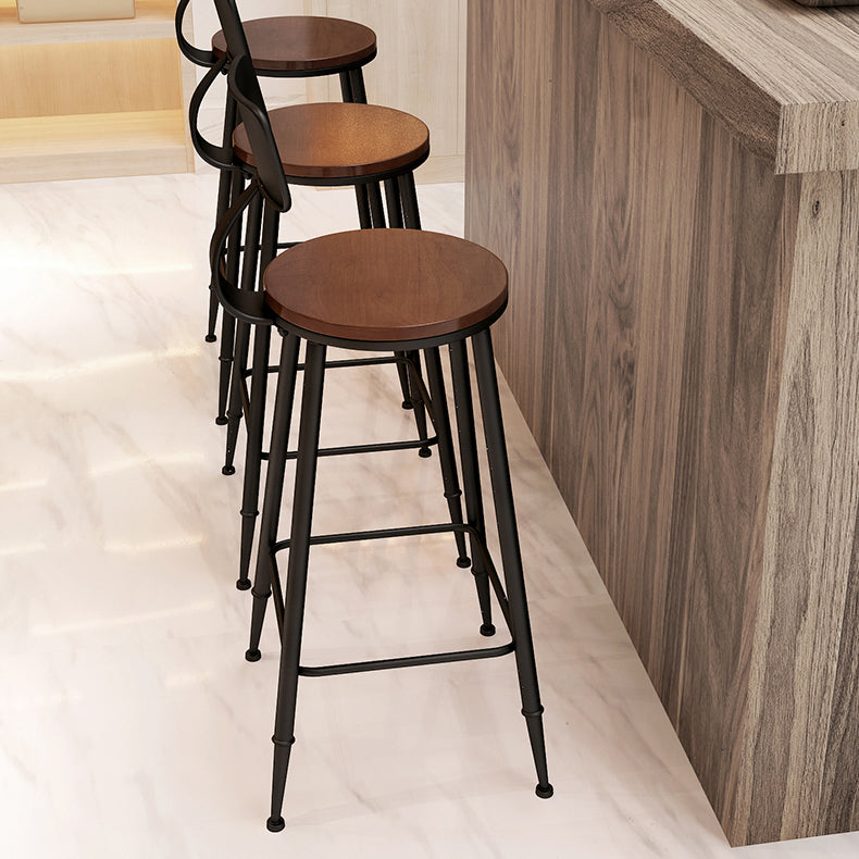 Industrial Style Bar Stool Wooden Counter Bar Stool with Metal Legs for Home