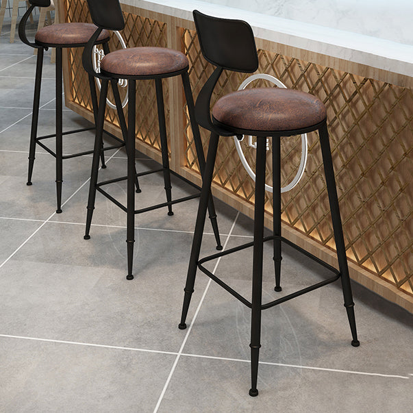 Industrial Style Bar Stool Wooden Counter Bar Stool with Metal Legs for Home