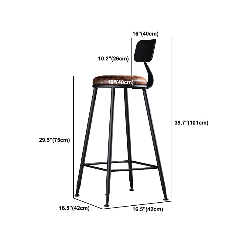 Industrial Style Bar Stool Wooden Counter Bar Stool with Metal Legs for Home