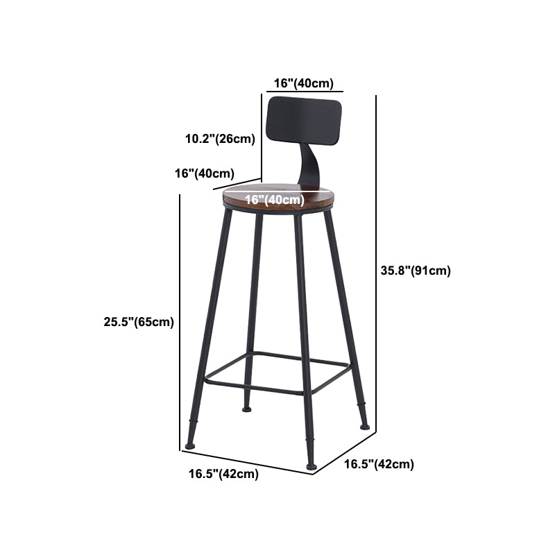 Industrial Style Bar Stool Wooden Counter Bar Stool with Metal Legs for Home