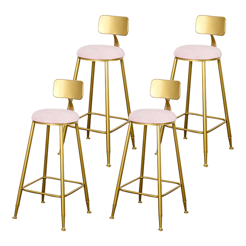 Glam Backrest Armless Counter Stool Iron Kitchen Bar Stool with Pedal and Cushion