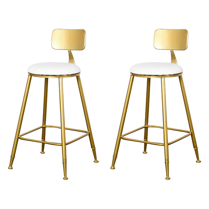 Glam Backrest Armless Counter Stool Iron Kitchen Bar Stool with Pedal and Cushion