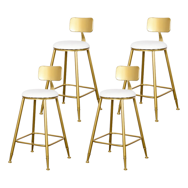 Glam Backrest Armless Counter Stool Iron Kitchen Bar Stool with Pedal and Cushion