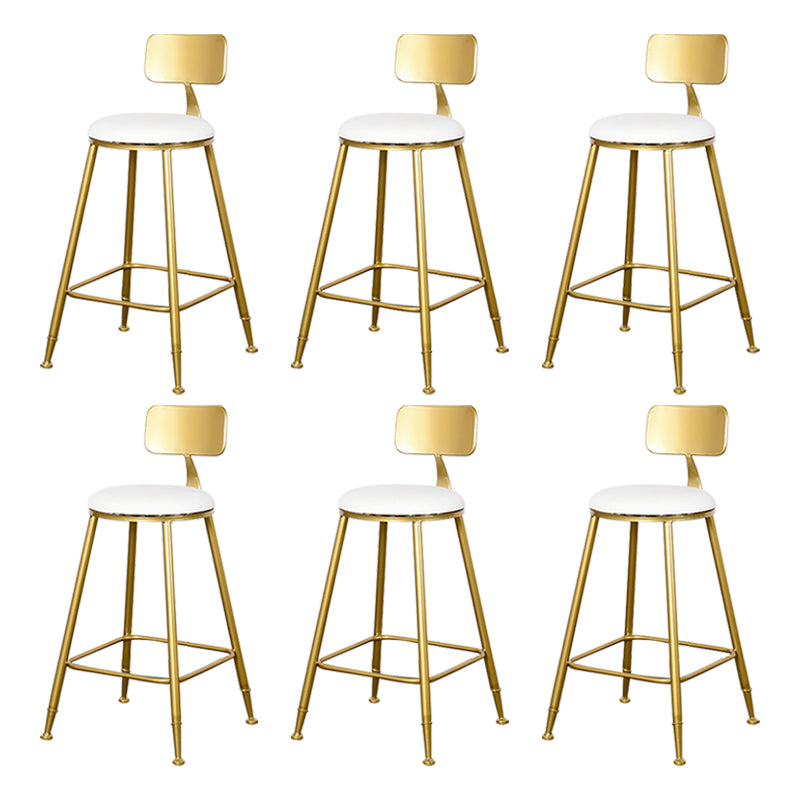 Glam Backrest Armless Counter Stool Iron Kitchen Bar Stool with Pedal and Cushion