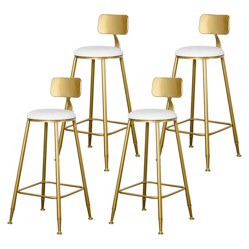 Glam Backrest Armless Counter Stool Iron Kitchen Bar Stool with Pedal and Cushion