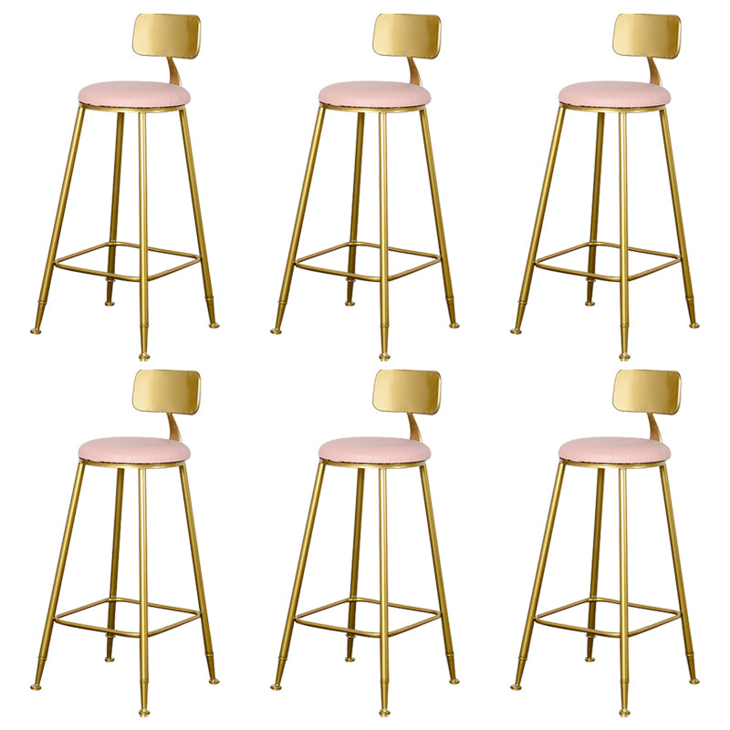 Glam Backrest Armless Counter Stool Iron Kitchen Bar Stool with Pedal and Cushion