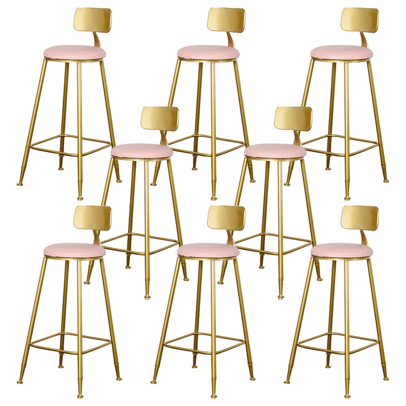 Glam Backrest Armless Counter Stool Iron Kitchen Bar Stool with Pedal and Cushion