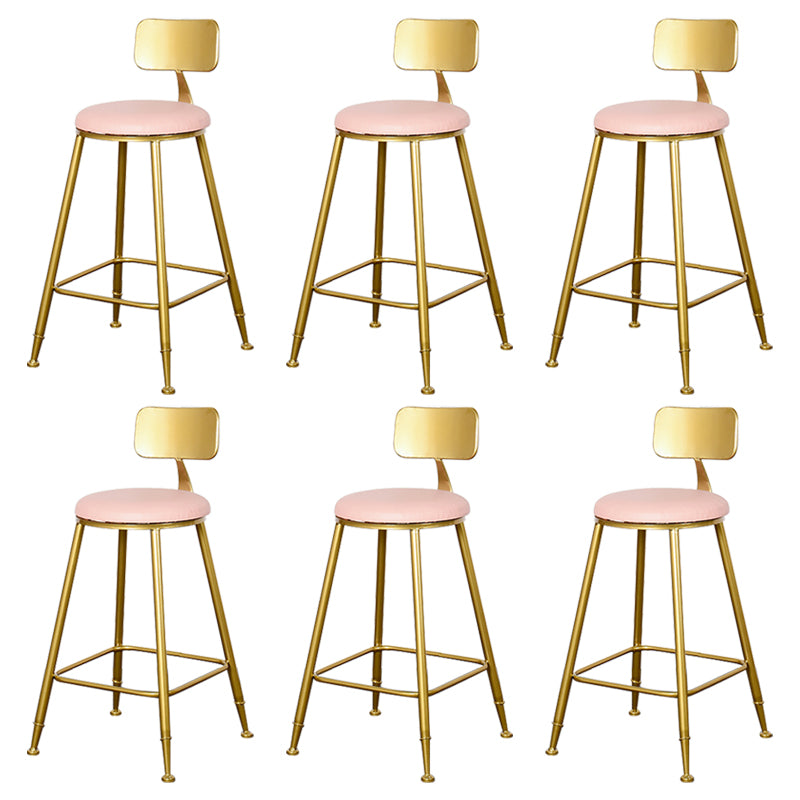 Glam Backrest Armless Counter Stool Iron Kitchen Bar Stool with Pedal and Cushion