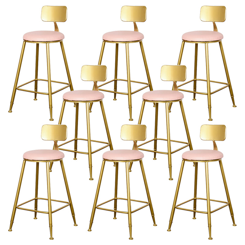 Glam Backrest Armless Counter Stool Iron Kitchen Bar Stool with Pedal and Cushion