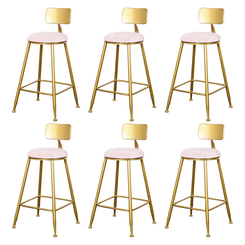 Glam Backrest Armless Counter Stool Iron Kitchen Bar Stool with Pedal and Cushion