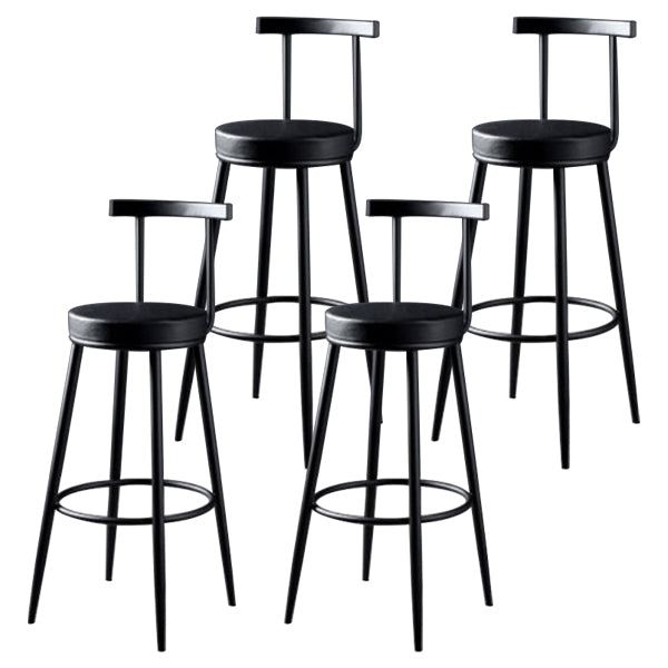 Glam Backrest Armless Counter Stool Iron Kitchen Bar Stool with Pedal and Cushion