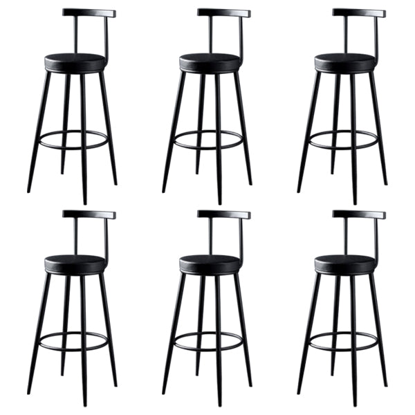 Glam Backrest Armless Counter Stool Iron Kitchen Bar Stool with Pedal and Cushion