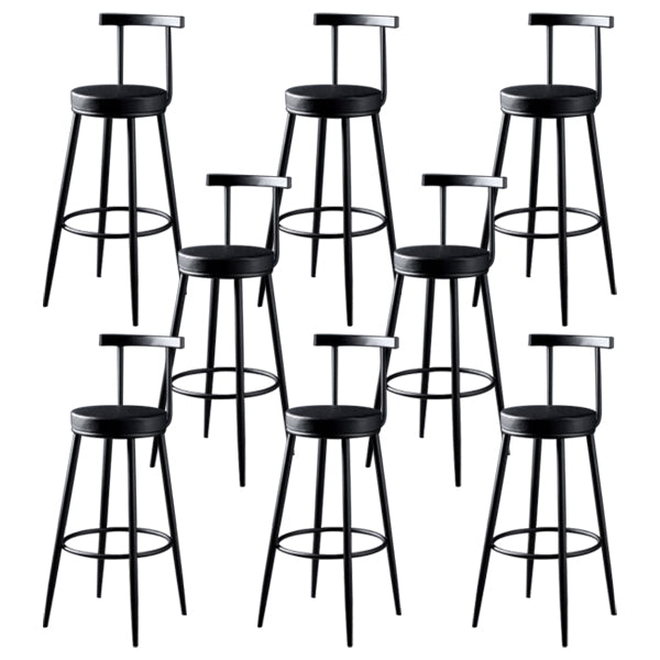 Glam Backrest Armless Counter Stool Iron Kitchen Bar Stool with Pedal and Cushion