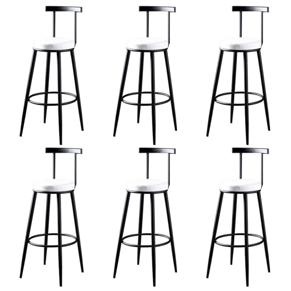 Glam Backrest Armless Counter Stool Iron Kitchen Bar Stool with Pedal and Cushion