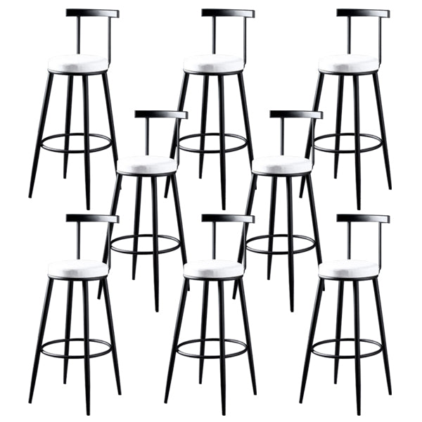 Glam Backrest Armless Counter Stool Iron Kitchen Bar Stool with Pedal and Cushion