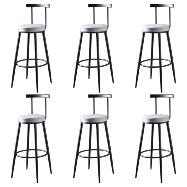 Glam Backrest Armless Counter Stool Iron Kitchen Bar Stool with Pedal and Cushion