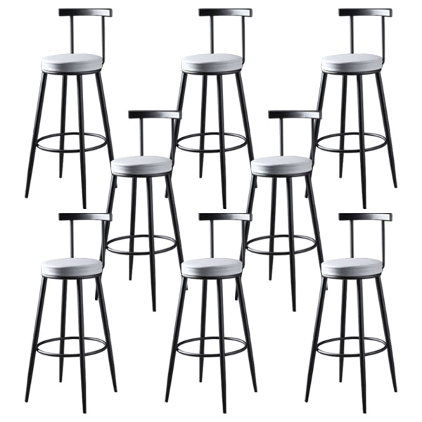 Glam Backrest Armless Counter Stool Iron Kitchen Bar Stool with Pedal and Cushion