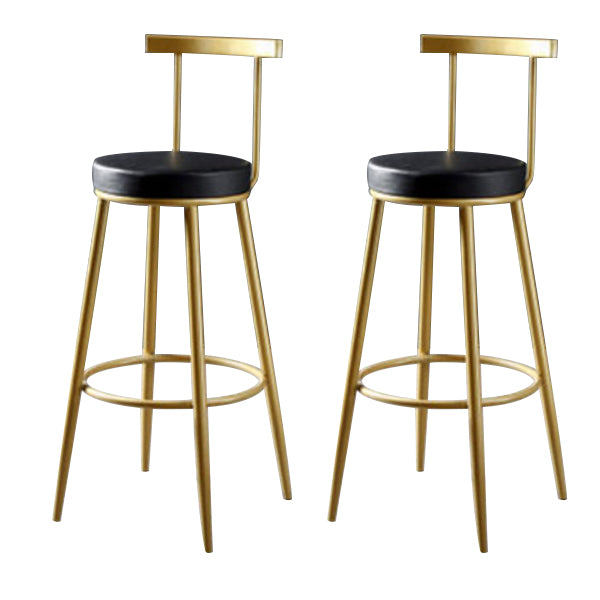 Glam Backrest Armless Counter Stool Iron Kitchen Bar Stool with Pedal and Cushion