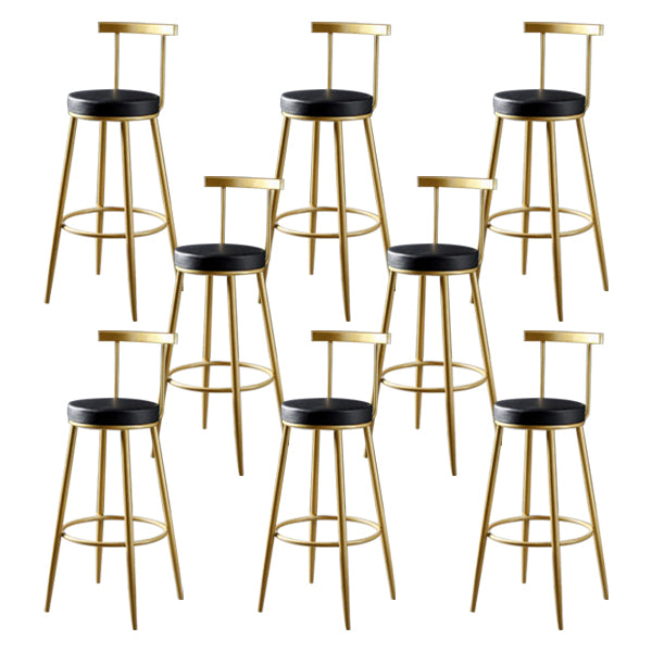 Glam Backrest Armless Counter Stool Iron Kitchen Bar Stool with Pedal and Cushion