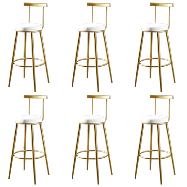 Glam Backrest Armless Counter Stool Iron Kitchen Bar Stool with Pedal and Cushion