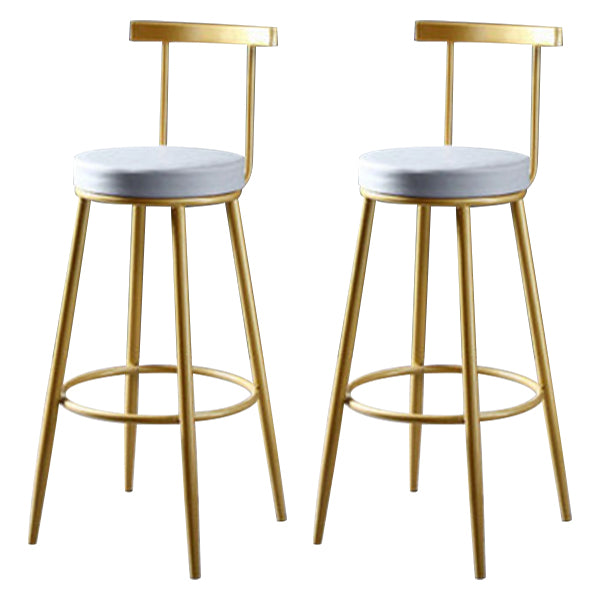 Glam Backrest Armless Counter Stool Iron Kitchen Bar Stool with Pedal and Cushion