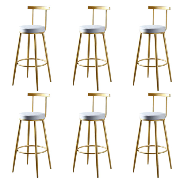 Glam Backrest Armless Counter Stool Iron Kitchen Bar Stool with Pedal and Cushion