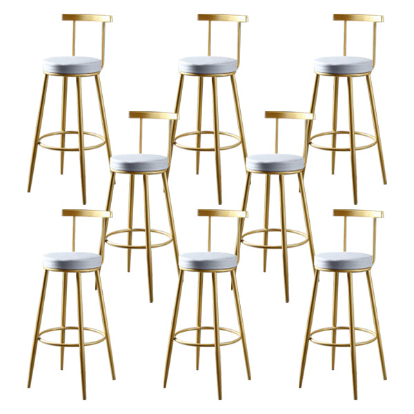 Glam Backrest Armless Counter Stool Iron Kitchen Bar Stool with Pedal and Cushion