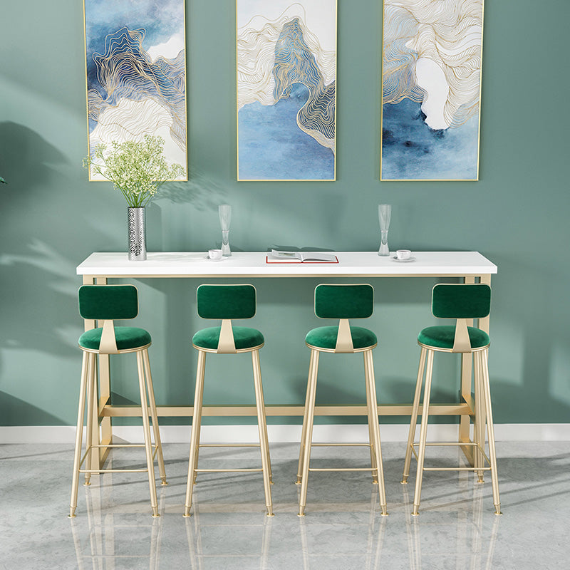 1/2/5 Pieces Modern Iron Bar Table Set Rectangle Engineered Wood Bistro Set with Footrest