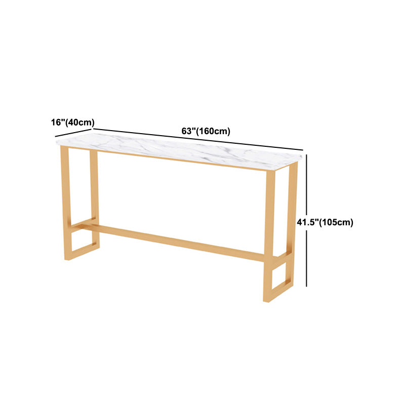 1/2/5 Pieces Modern Iron Bar Table Set Rectangle Engineered Wood Bistro Set with Footrest