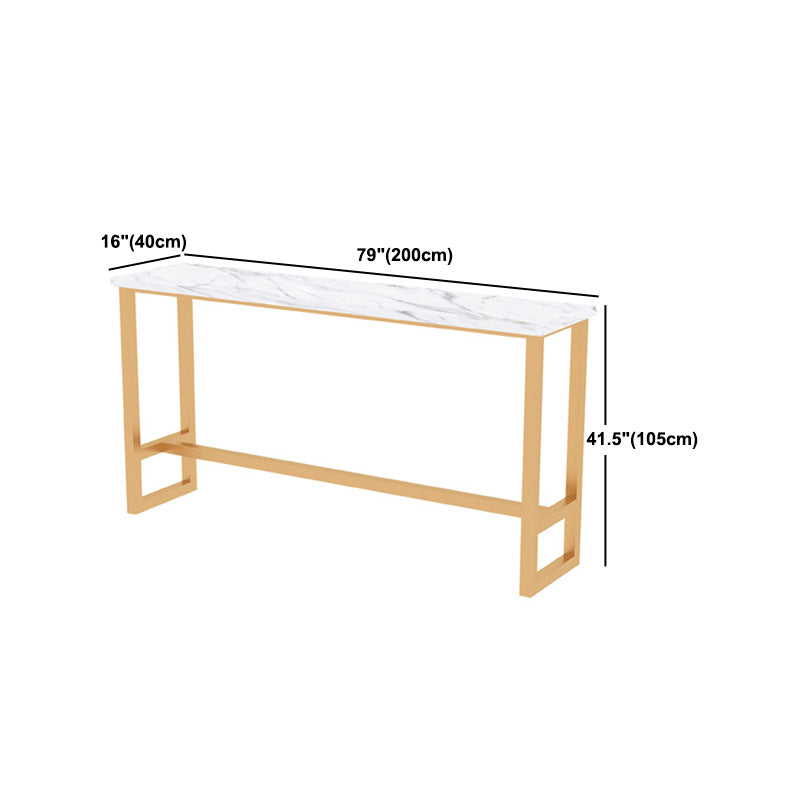 1/2/5 Pieces Modern Iron Bar Table Set Rectangle Engineered Wood Bistro Set with Footrest
