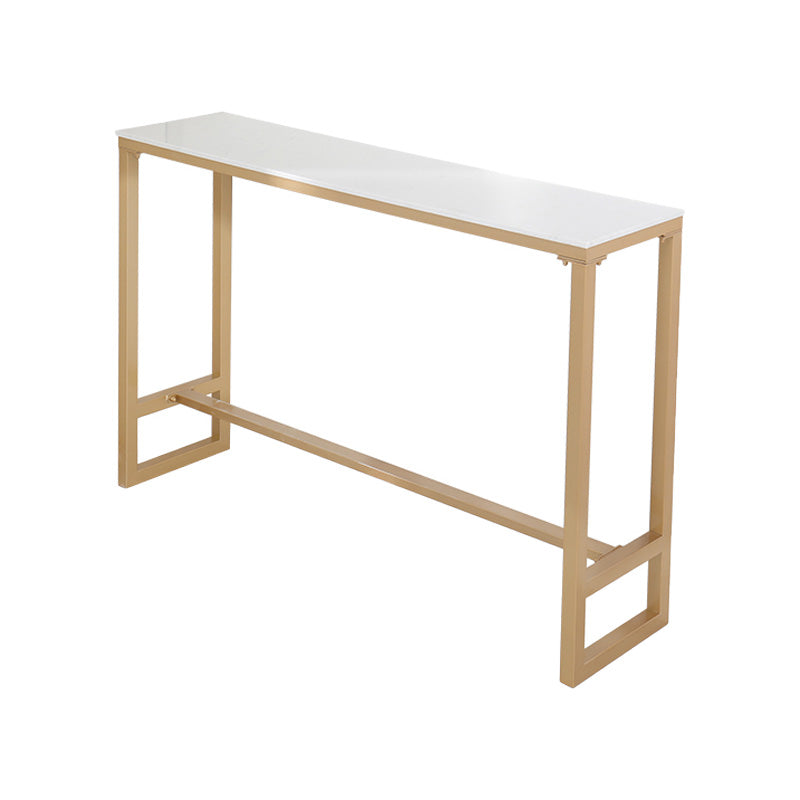 1/2/3/5 Pieces Glam Iron Bar Table Set Rectangle Bistro Set with White Faux Marble Top