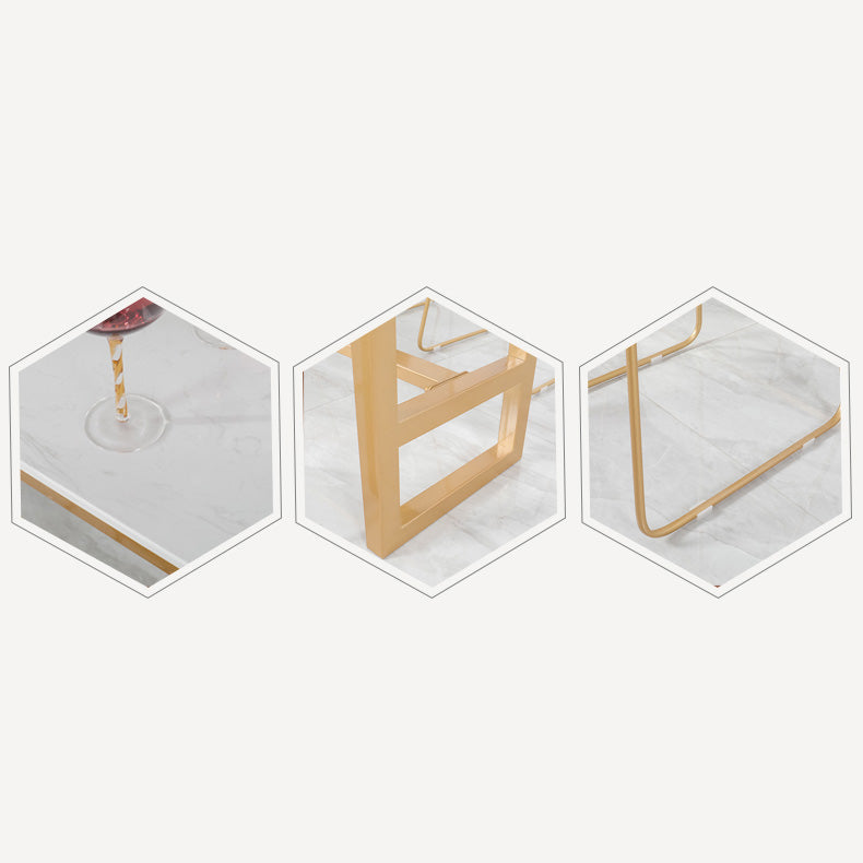 1/2/3/5 Pieces Glam Iron Bar Table Set Rectangle Bistro Set with White Faux Marble Top