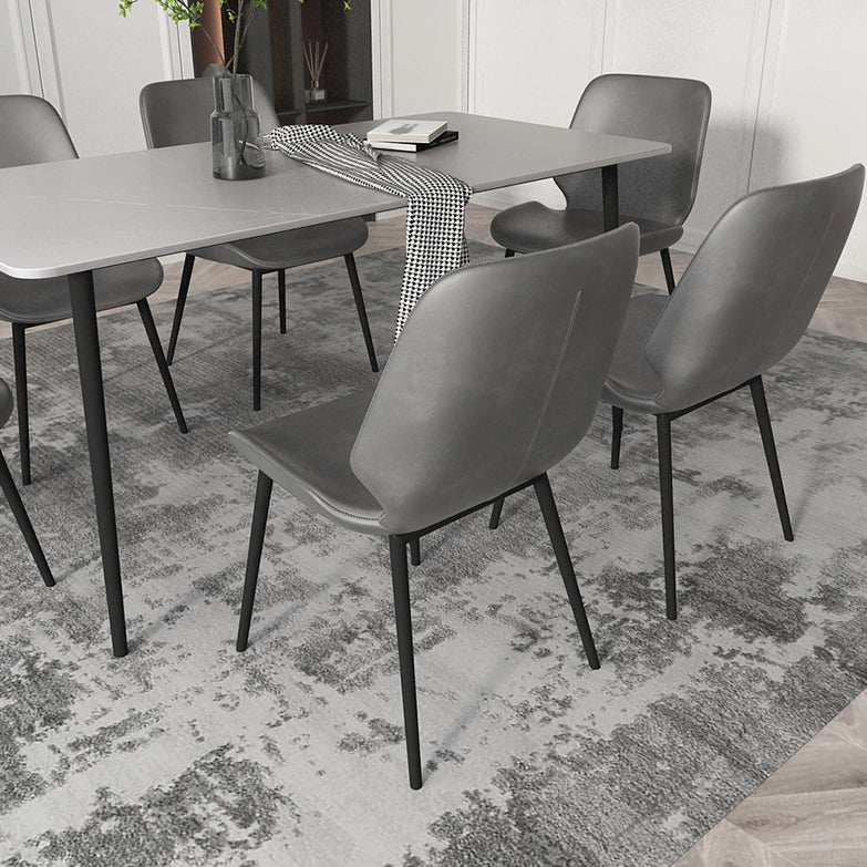 Modern Grey Dinette Set 1/4/7 Pieces Rectangle Dining Table Set with Stone Top