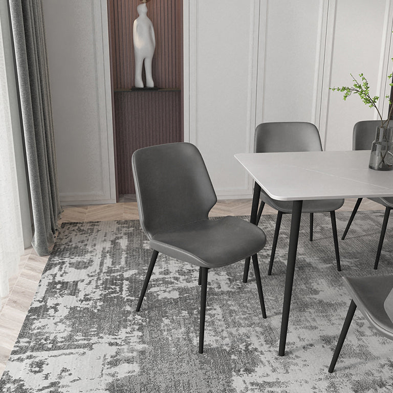 Modern Grey Dinette Set 1/4/7 Pieces Rectangle Dining Table Set with Stone Top