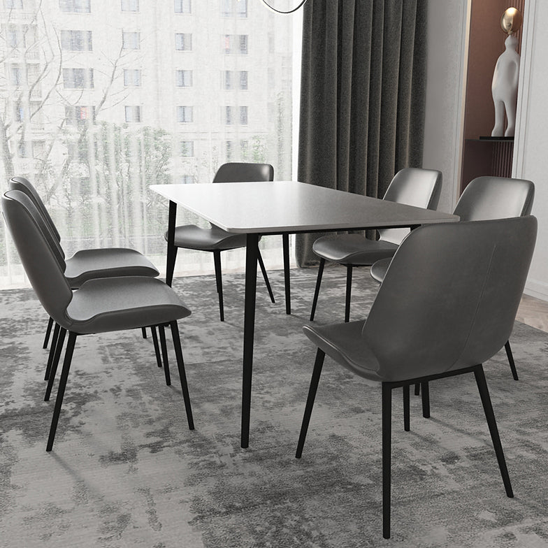 Modern Grey Dinette Set 1/4/7 Pieces Rectangle Dining Table Set with Stone Top