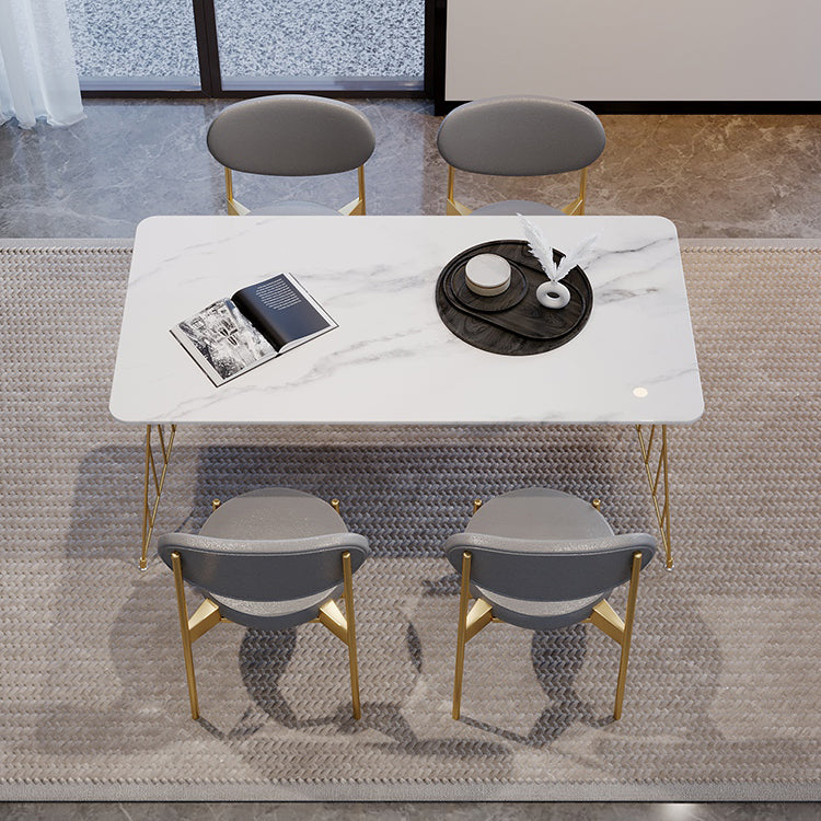 White Stone Top Dining Table Set 1/2/5 Pieces Contemporary Indoor Dinette Set